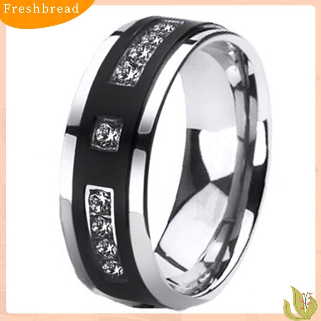 &lt; Freshbread &gt; 1Pc/2Pcs Indah Permukaan Halus Pernikahan Band Alloy Sederhana Cubic Zirconia Hers Rings Nya Pesona Perhiasan