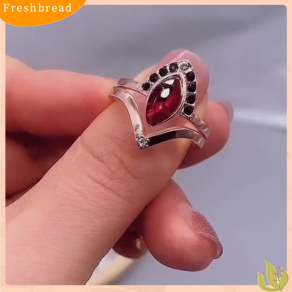 &lt; Freshbread &gt; Cincin Wanita Merah Berlian Imitasi Gaya Vintage Classic Pasangan Knuckle Ring Untuk Pernikahan