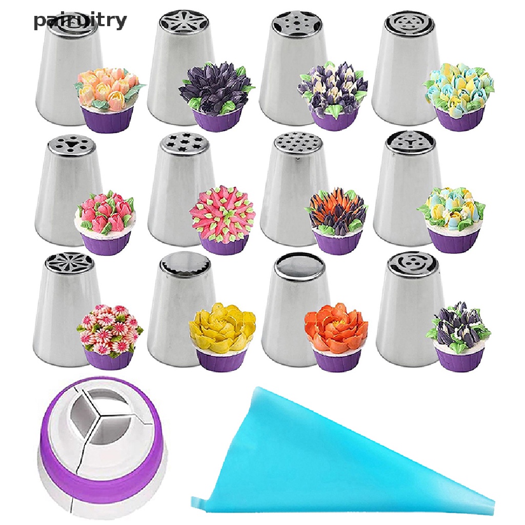 Prt7/11pcs/set Spuit Piping Icing Tulip Rusia Alat Kue Stainless Steel PRT