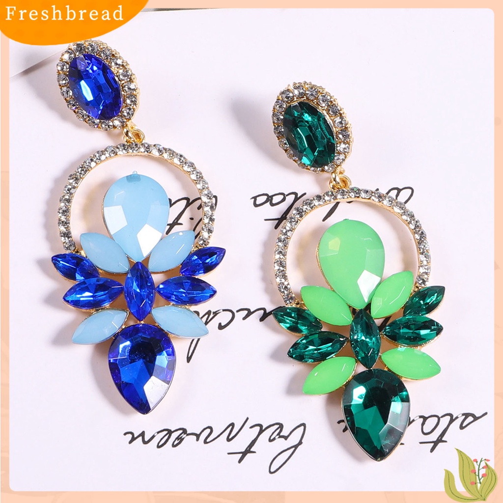 &lt; Freshbread &gt; 1pasang Tindik Bersinar Indah Anting Pejantan Bentuk Tetesan Air Berlian Imitasi Daun Wanita Anting Perhiasan Pernikahan