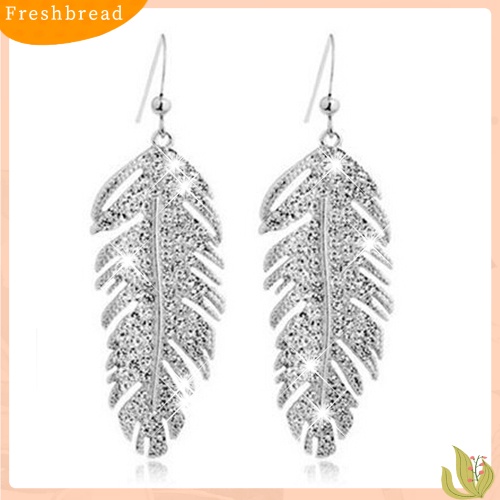 &lt; Freshbread &gt; Wanita Retro Boho Alloy Bulu Berlian Imitasi Eardrops Pesta Kait Menjuntai Anting