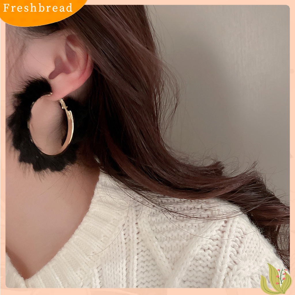 &lt; Freshbread &gt; 1pasang Anting Hoop Berlebihan Besar Cincin Emas Hadiah Perhiasan Fashion Warna Solid Mewah Wanita Huggie Earrings Untuk Pesta