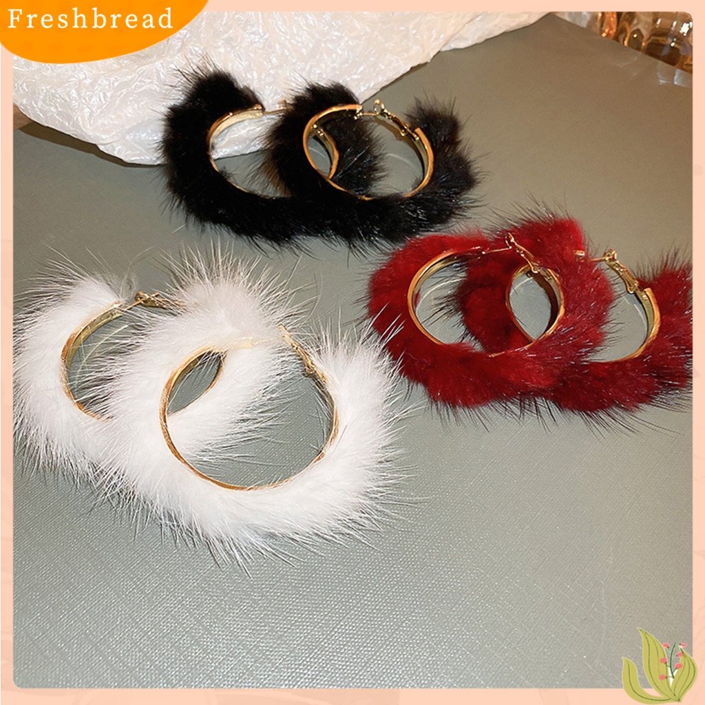 &lt; Freshbread &gt; 1pasang Anting Hoop Berlebihan Besar Cincin Emas Hadiah Perhiasan Fashion Warna Solid Mewah Wanita Huggie Earrings Untuk Pesta