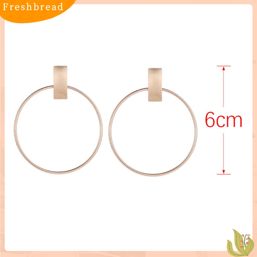 &lt; Freshbread &gt; Minimalis Wanita Lingkaran Besar Persegi Panjang Geometris Statement Stud Earrings Jewelry