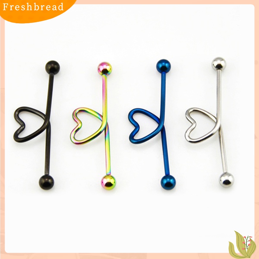 &lt; Freshbread &gt; 1Pc Barbel Industri Tindik Tulang Rawan Berbentuk Hati Stainless Steel Unisex