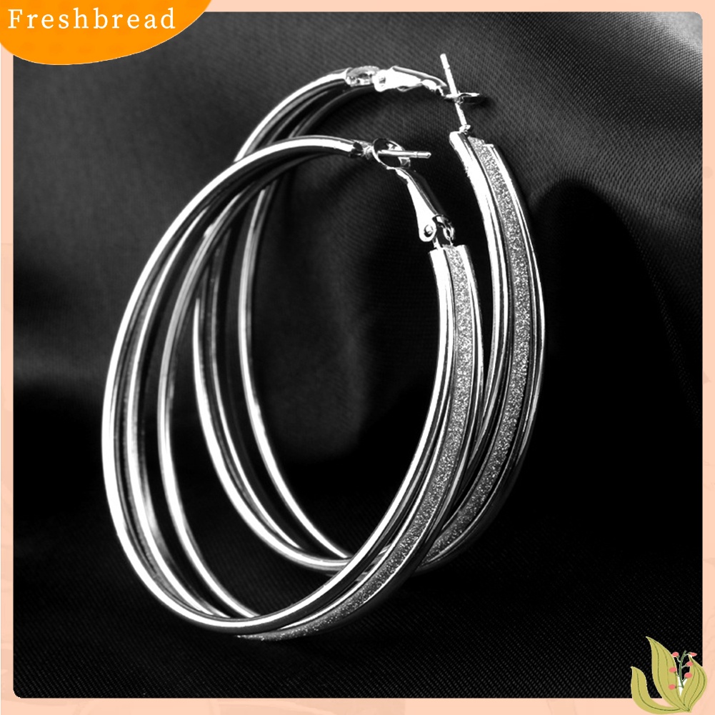 &lt; Freshbread &gt; Wanita Fashion Frosted Multilayer Bulat Lingkaran Menjuntai Anting Pesta Perhiasan Hadiah