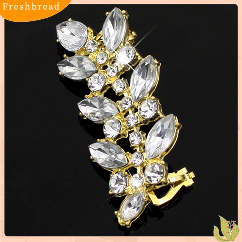 &lt; Freshbread &gt; Wanita Gaya Punk Kristal Berlian Imitasi Daun Telinga Klip Manset Anting Perhiasan Charms