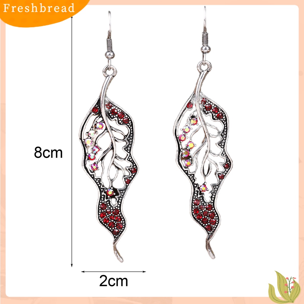 &lt; Freshbread &gt; 1pasang Anting Lady Kreatif Bentuk Daun Individu Berlian Imitasi Drop Earrings Untuk Hadiah