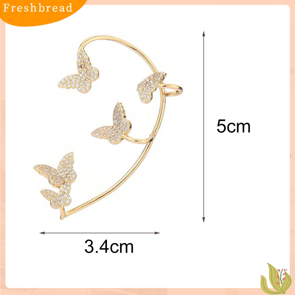 &lt; Freshbread &gt; 1Pc Klip Anting Butterfly Rhinestones Perhiasan Simple Halus Manset Telinga Untuk Pernikahan