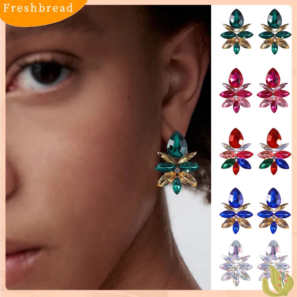 &lt; Freshbread &gt; 1pasang Anting Drop Wanita Indah Tahan Lama Alloy Fashion Mewah Berlian Imitasi Anting Tetesan Air Untuk Pesta