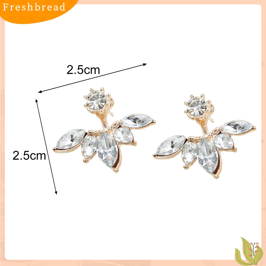 < Freshbread > 1pasang Ear Studs Nice-looking Praktis Paduan Bentuk Bunga Berlian Imitasi Wanita Anting Perhiasan Aksesori