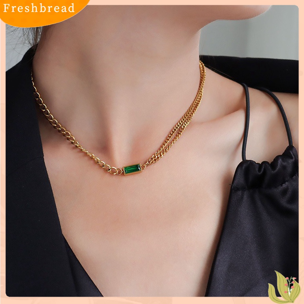 &lt; Freshbread &gt; Wanita Anting Dirantai Persegi Cubic Zirconia Perhiasan Vintage Electroplating Kalung Anting Gelang Untuk T Show Gown