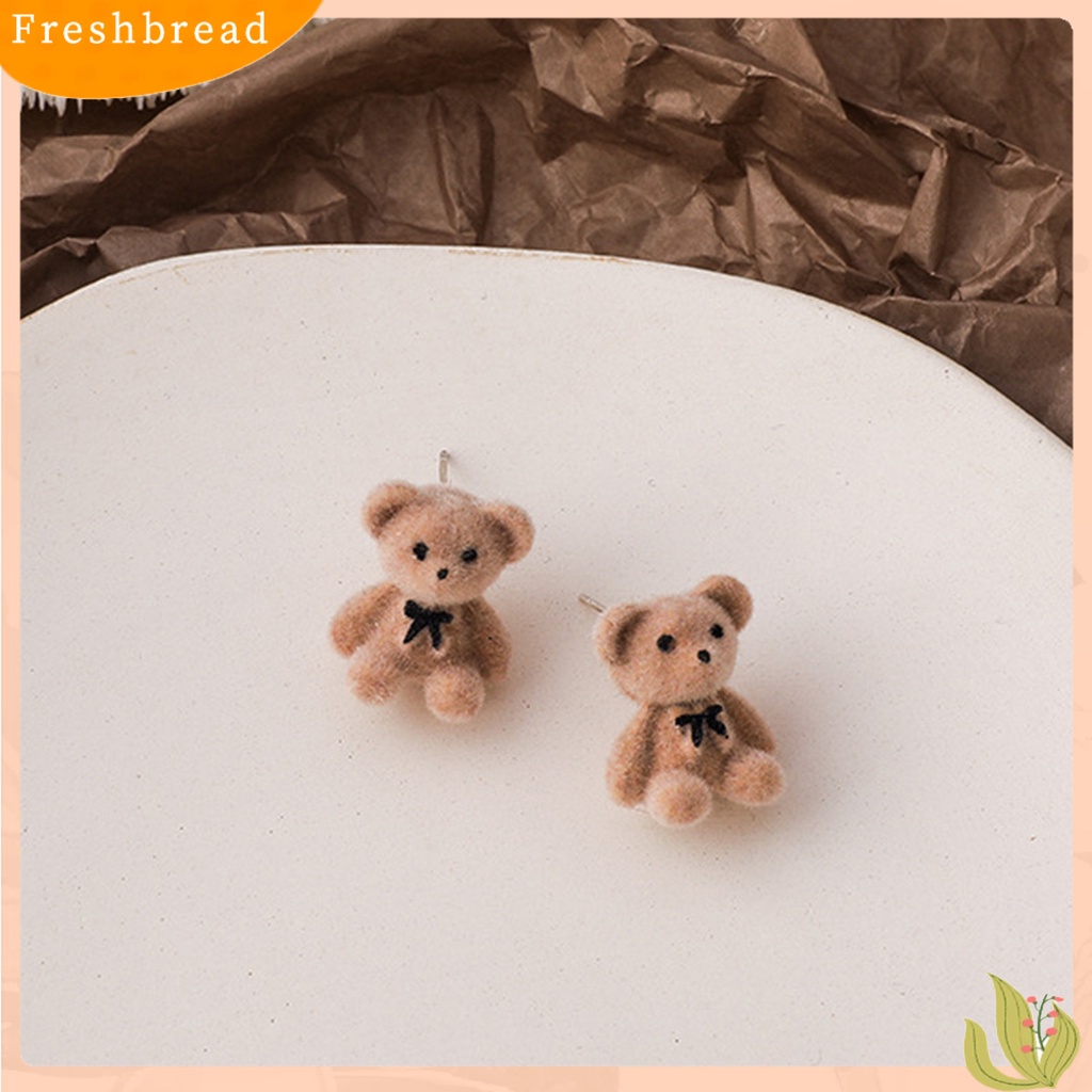 &lt; Freshbread &gt; 1pasang Busur Bentuk Beruang Wanita Anting Paduan Mewah Kartun Telinga Studs Perhiasan Aksesori