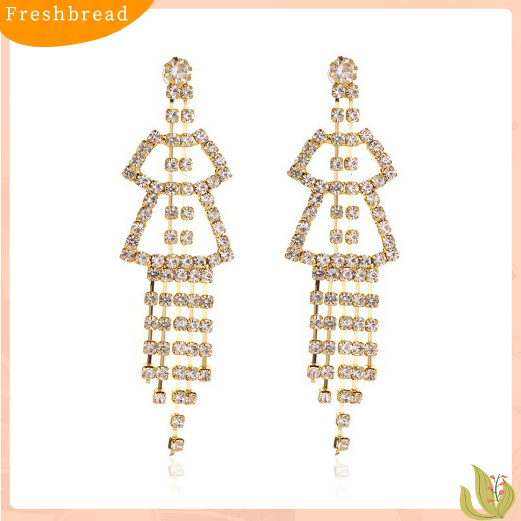 &lt; Freshbread &gt; 1pasang Anting Menjuntai Jumbai Mengkilap Perhiasan Penampilan Fashion Anting Stud Panjang Untuk Pernikahan