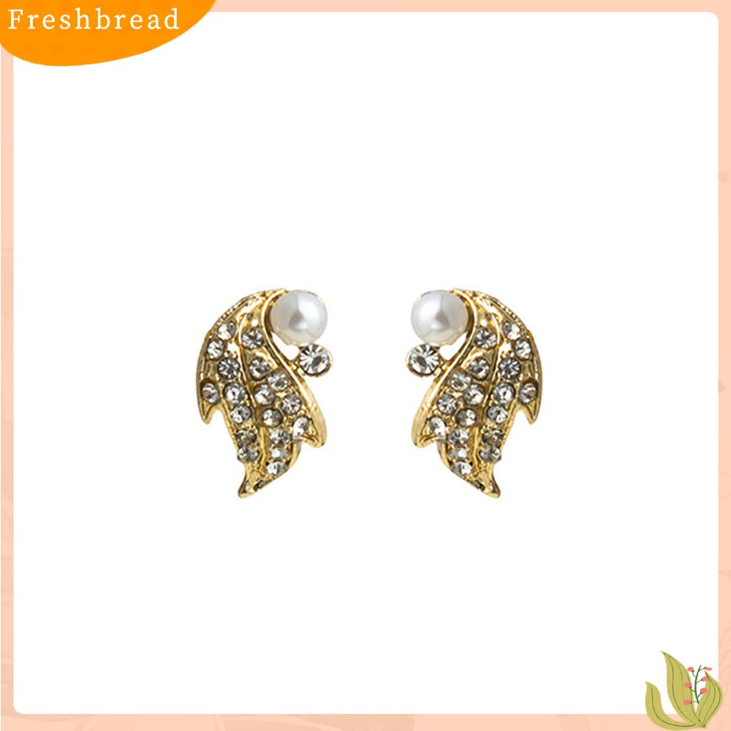 &lt; Freshbread &gt; 1pasang Ear Studs Geometric Shiny Full Rhinestones Sparkling Electroplating Hias Hadiah Wanita Maple Leaf Stud Earrings Musim Gugur Perhiasan Aksesori Busana