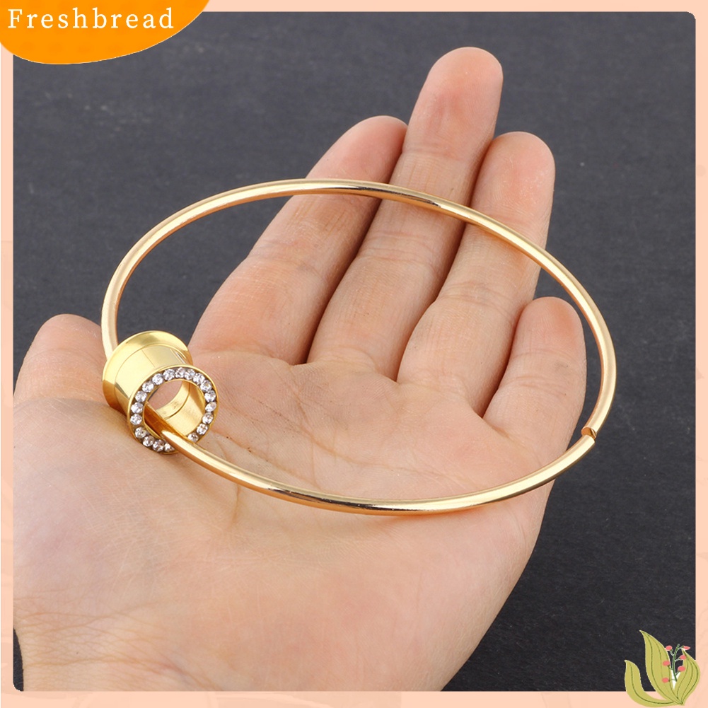 &lt; Freshbread &gt; 1Pc Wanita Berlian Imitasi Lingkaran Menjuntai Ear Plug Tandu Expander Piercing Perhiasan