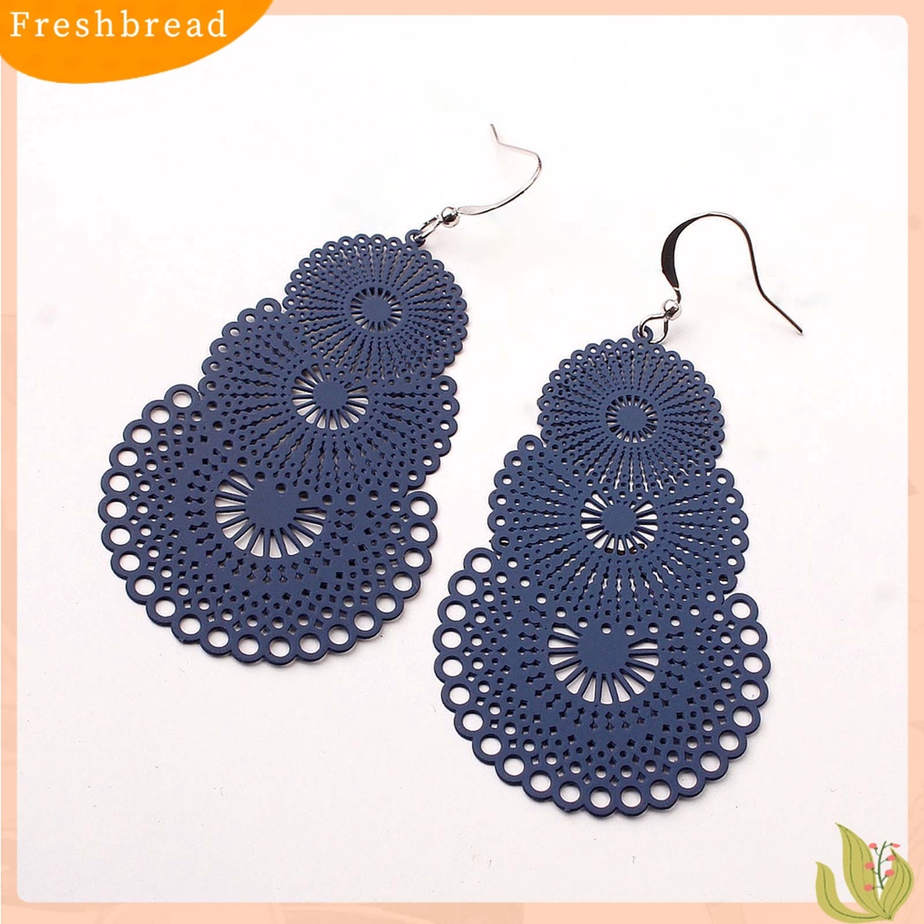 &lt; Freshbread &gt; 1pasang Anting Lady Bulat Hollow Out Liontin Vintage Anting Gantung Untuk Hadiah