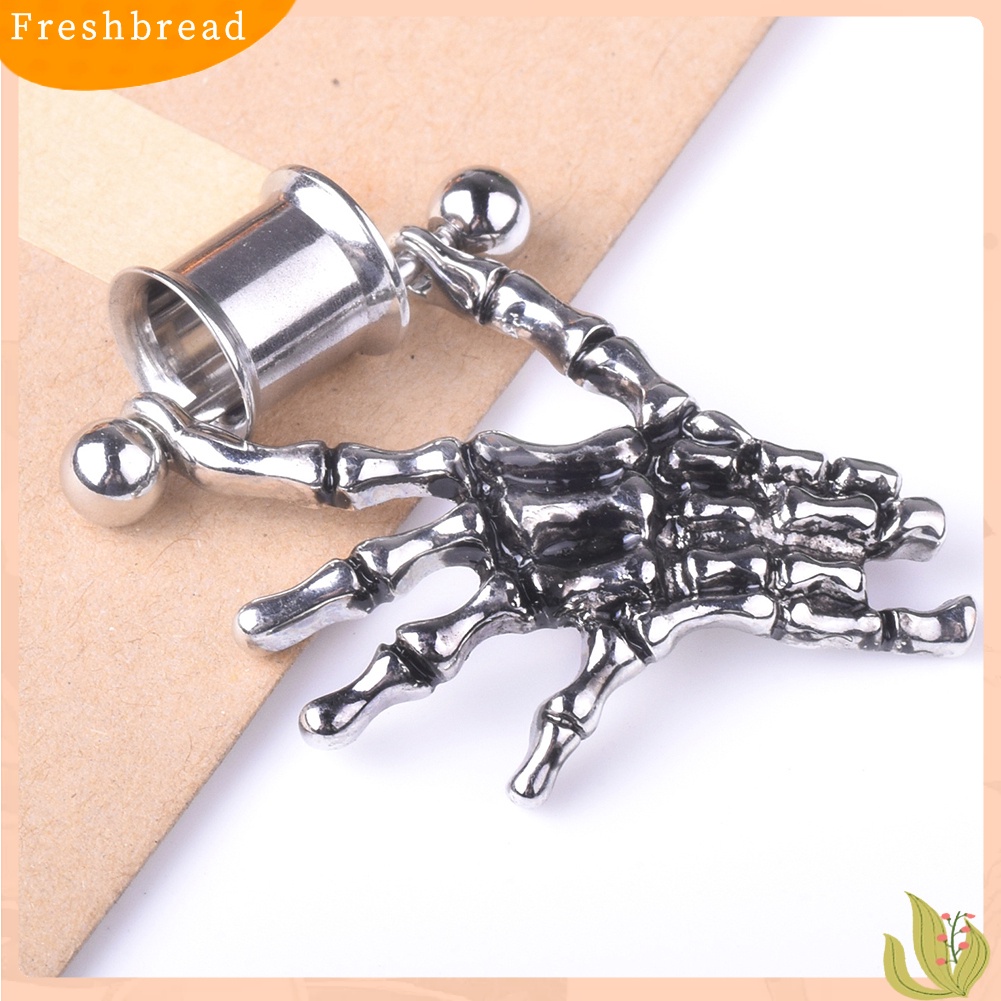 &lt; Freshbread &gt; Fashion Unisex Skeleton Tangan Liontin Barbel Telinga Daging Terowongan Expander Piercing