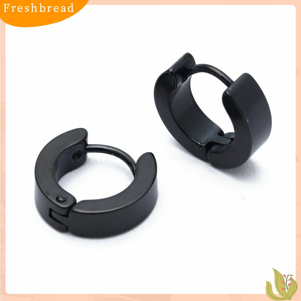 &lt; Freshbread &gt; 1pasang Fashion Keren Pria Stainless Steel Huggie Hoop Earrings Perhiasan Kasual