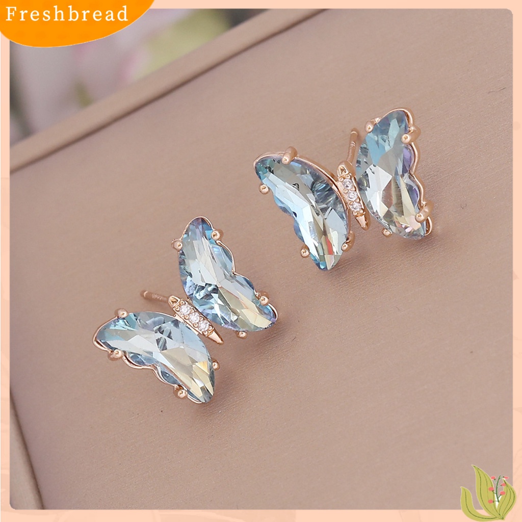 &lt; Freshbread &gt; 1pasang Anting Tusuk Warna Gradasi Bentuk Kupu-Kupu Perhiasan Giwang Telinga Manis Tahan Lama Untuk Pakaian Sehari-Hari