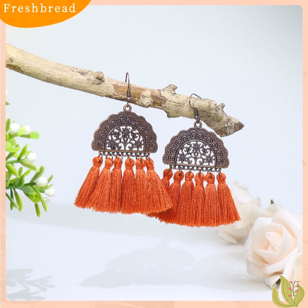 &lt; Freshbread &gt; 1pasang Anting Menjuntai Gaya Bohemia Hias Alloy Anting Rumbai Drop Panjang Berbentuk Kipas Untuk Pesta