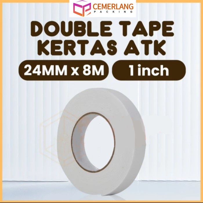 

Double Tape Kertas Putih 1 inch 1" 24mm x 8m Doubletape ATK 8 Meter