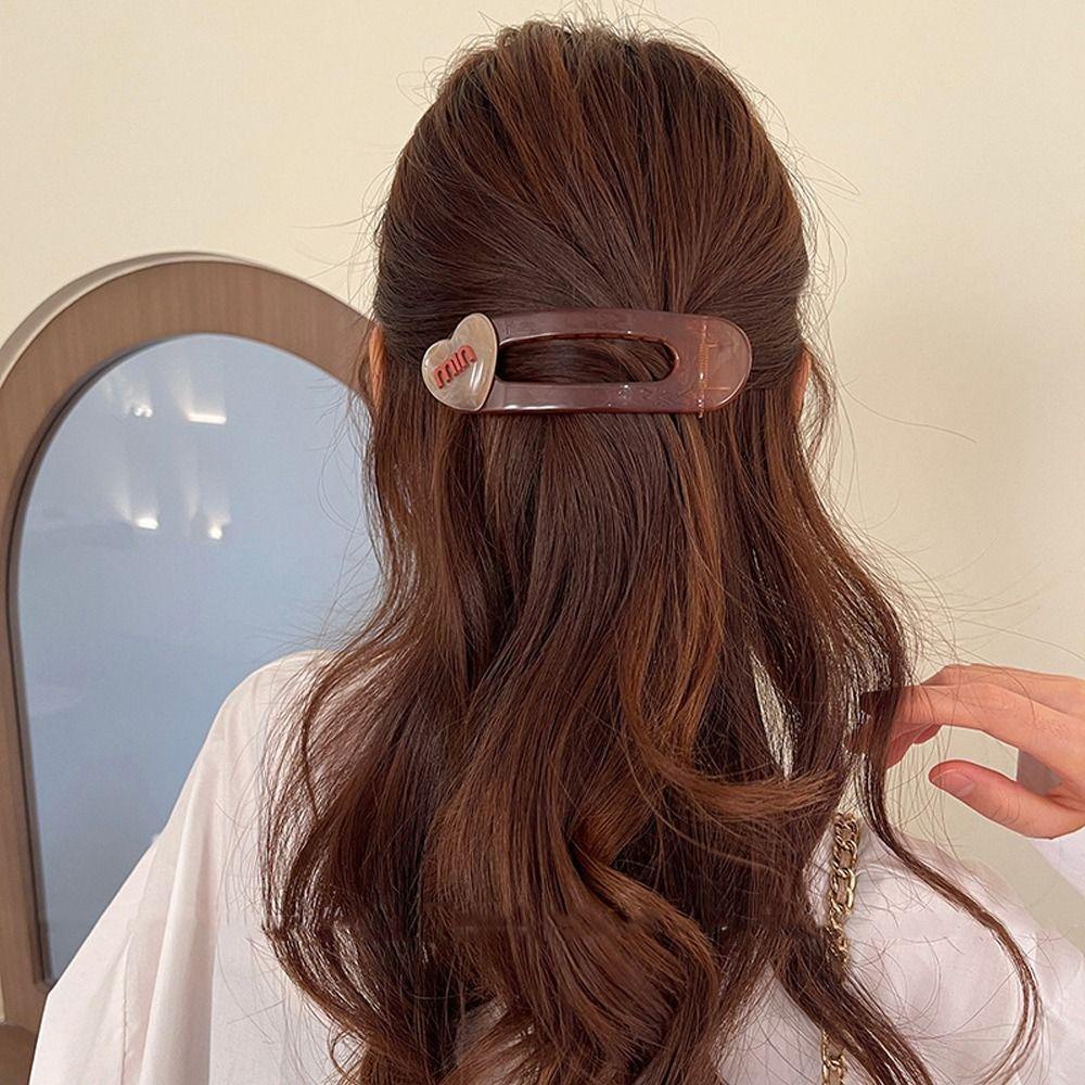 Agustinina Heart Hair Clip Elegant Summer Hair Claw Sweet Stylish Hiasan Kepala Musim Semi Ponytail Klip Transparan Permen Warna Love Rambut Klip Jepit Besar Korea Duckbill Clips