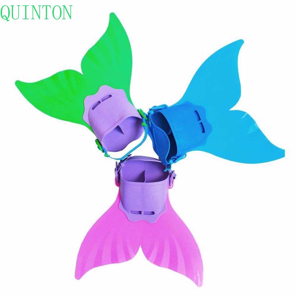 QUINTON Adjustable Swimming Fins Mermaid Foot Flipper Swim Fin Water Sports Snorkeling Submersible Tail Monofin Children Diving Feet Tail Flipper/Multicolor