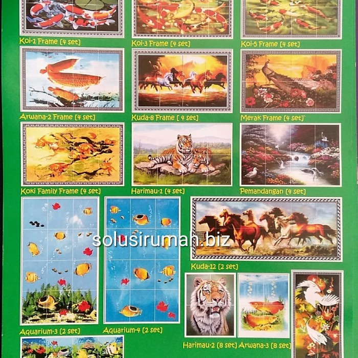 KERAMIK GAMBAR KUDA 10 KEPING KERAMIK + PETI 10PCS 20X25CM LUKISAN