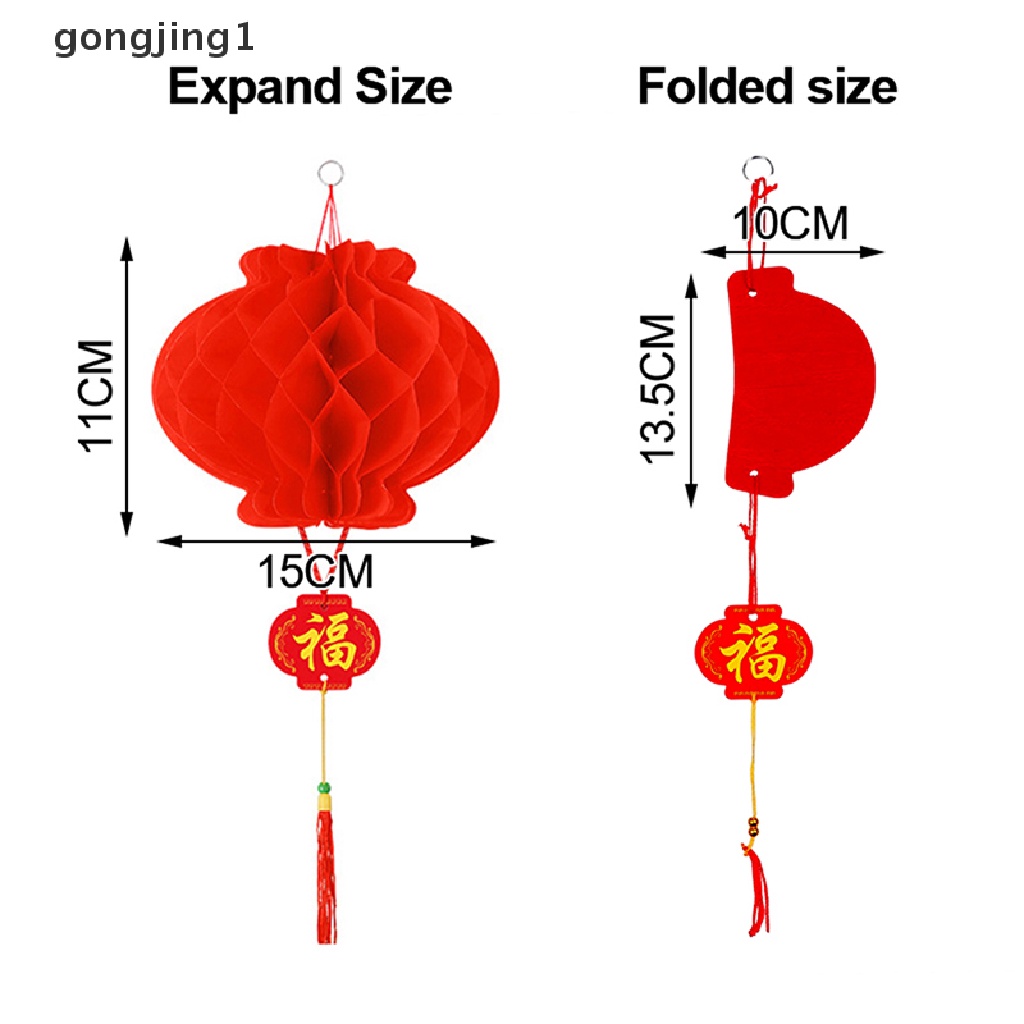 Ggg 10Pcs 2023dekorasi Lampion Kertas Merah Imlek Tradisional ID