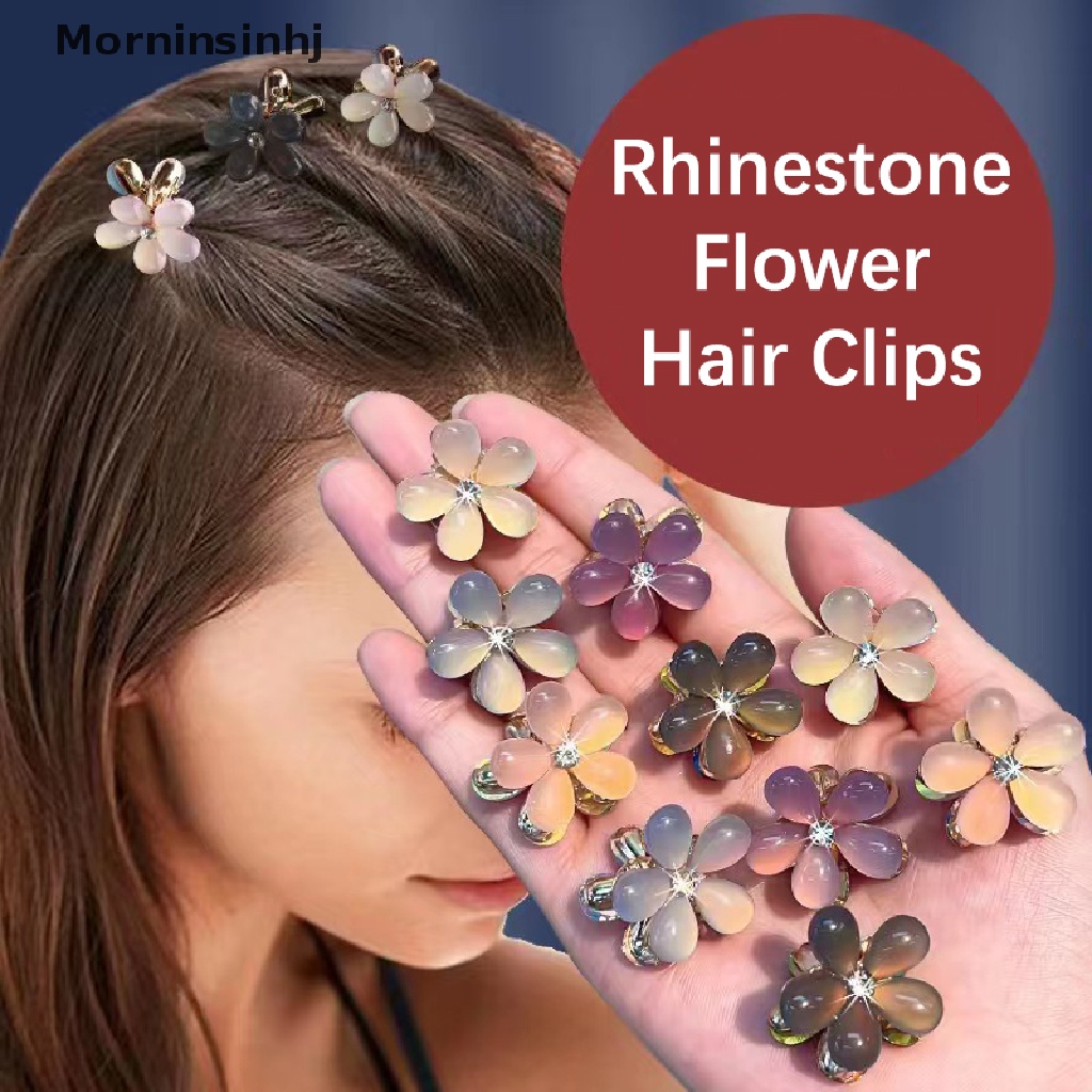 Mornin 5pcs Double Side Crystal Flower Hair Claw Rhinestones Alloy Penjepit Rambut Untuk Gadis Manis Klip Sisi Aksesoris Styling Rambut id