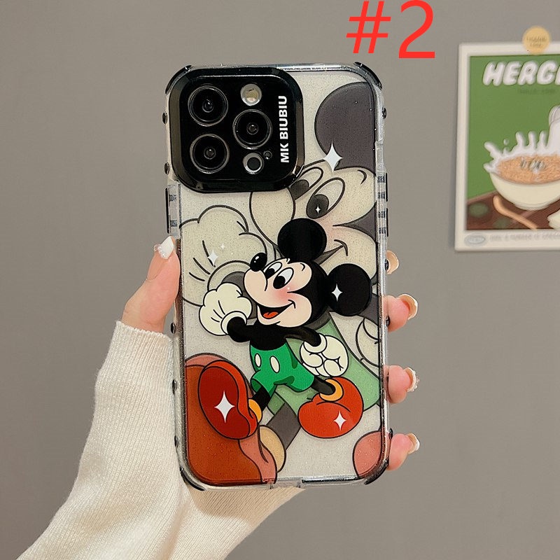 IPHONE Lovely!Mickey Winnie Bear Flash Powder Polos Soft Case HP iP Iphone12 13 14 Pro Max 11 FTD Casing Apple