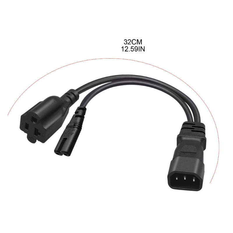 Zzz 1PC Tunggal C14 Ke C7+5-20R Pendek Daya Y Type Splitter Adapter Kabel Cord 32cm