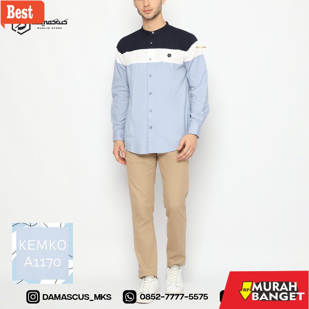 KEMEJA BUAT LEBARAN UNTUK PRIA TERBARU- DOANDA KEMKO A1170 | Baju Muslim | Baju Lebaran | Baju Koko | Kemeja Koko - Damascus Muslim Store