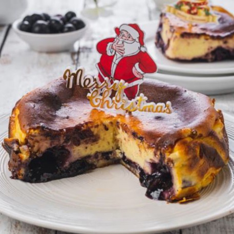 

BASQUE BURNT CHEESE CAKE with Blueberry Topping (BEST SELLER)