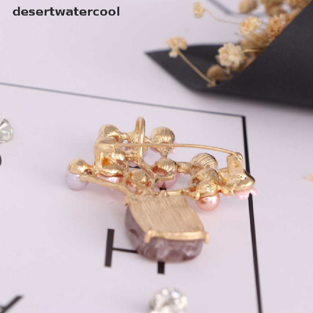 Deid 1pc Bros Bunga Romantis Pink Plum Blossom Mutiara Batu Logam Jas Kerah Pin  Martijn