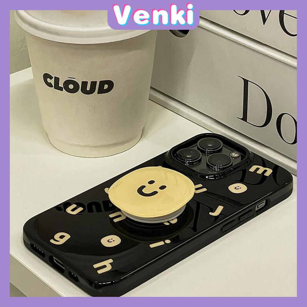 Case for iPhone 11 Soft TPU Glossy Black Candy Case Creative Yellow Letter and Smiley Back Cover Camera Protection Shockproof For iPhone 14 13 12 11 Pro Max 7 8 Plus X XR