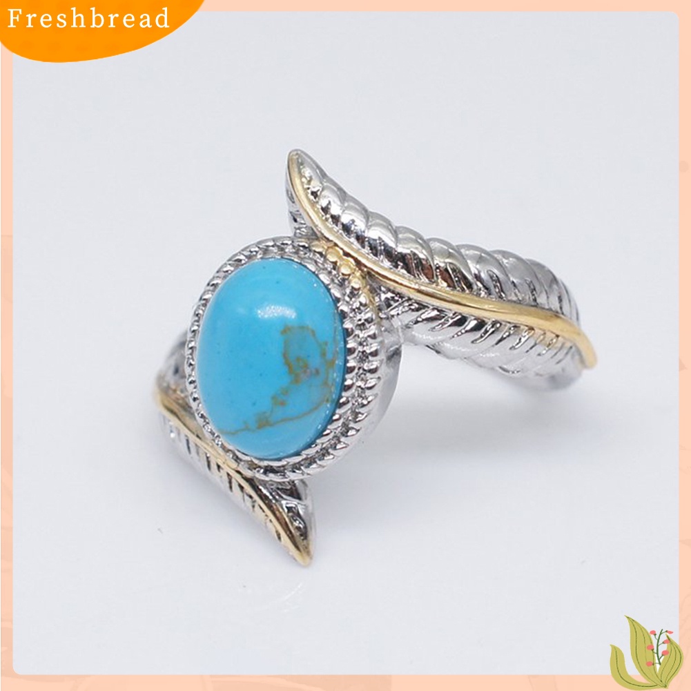 {In Stock} Mewah Wanita Faux Turquoise Hias Bulu Cincin Cocktail Pesta Perhiasan Hadiah