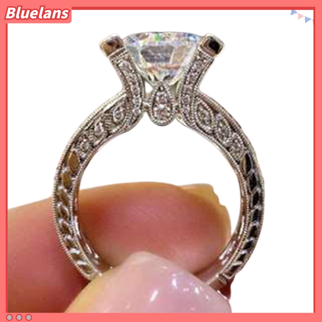 {In Stock} Wanita Cubic Zirconia Berlian Imitasi Bertatahkan Pernikahan Jari Cincin Perhiasan Pertunangan