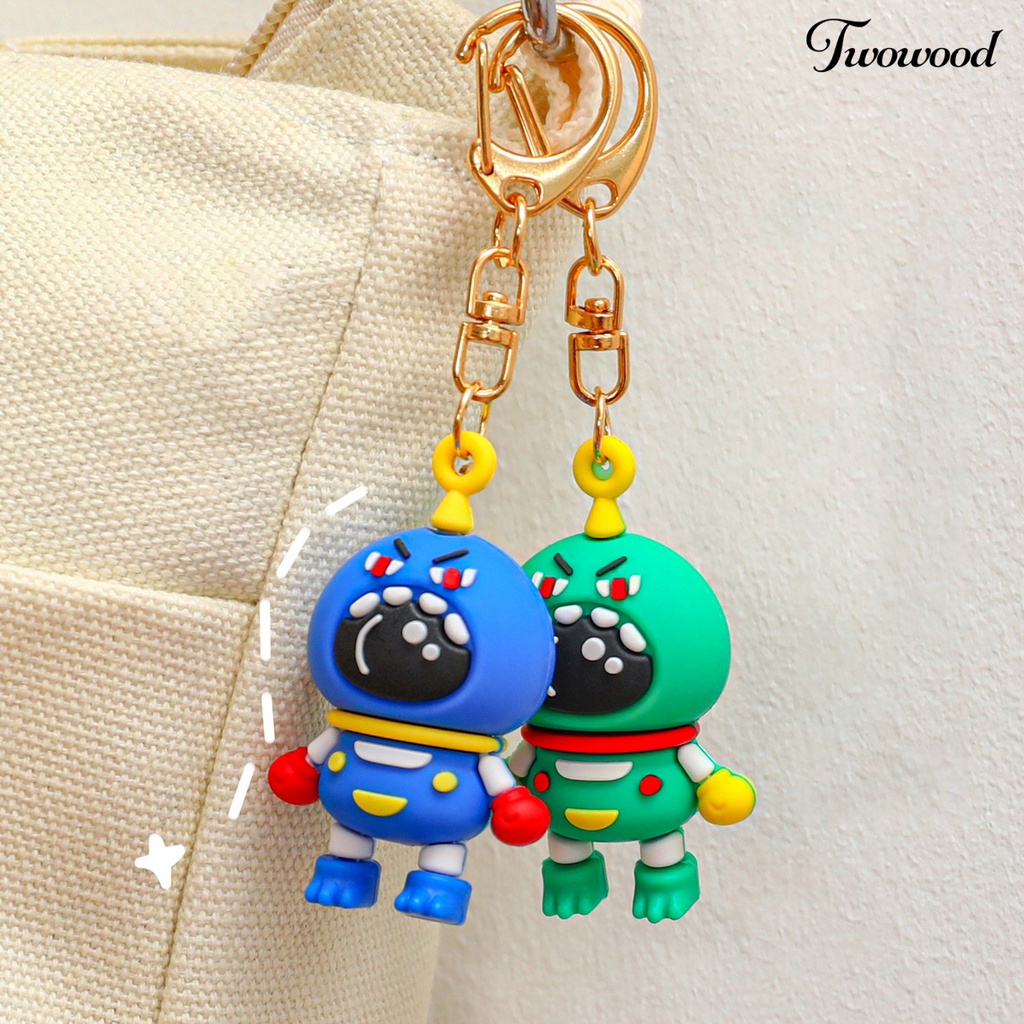 Twowood Dinosaurus Astronot Gantungan Kunci 3D DIY Ransel Ornamen Silikon Kartun Spaceman Dino Car Key Ring Pendant Perlengkapan Siswa