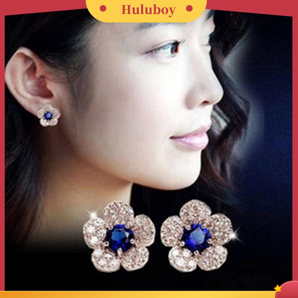{Ready Stock} Anting Tusuk Bentuk Bunga Desain Alloy Menawan Berlian Imitasi Hias Ear Studs Untuk Wanita
