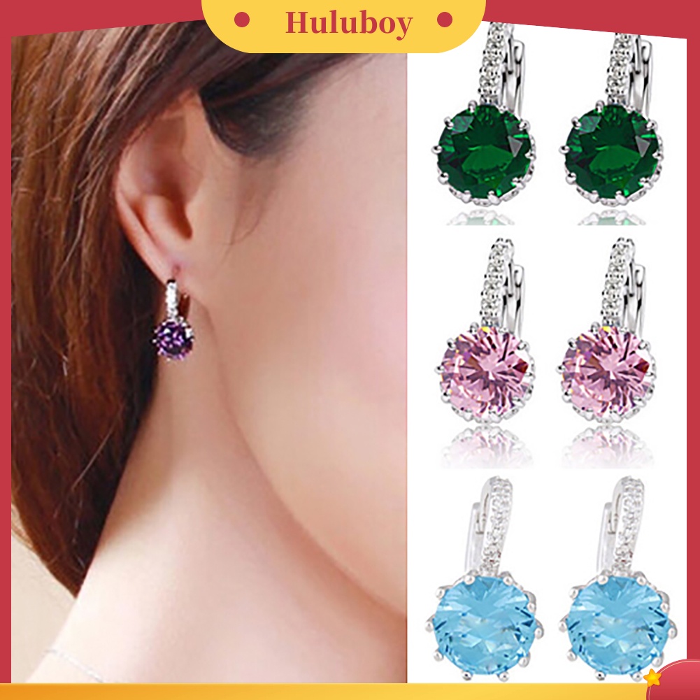 {Ready Stock} Wanita Fashion Berlapis Emas 9K Zirkon Berlian Imitasi Huggie Earrings Perhiasan Hadiah