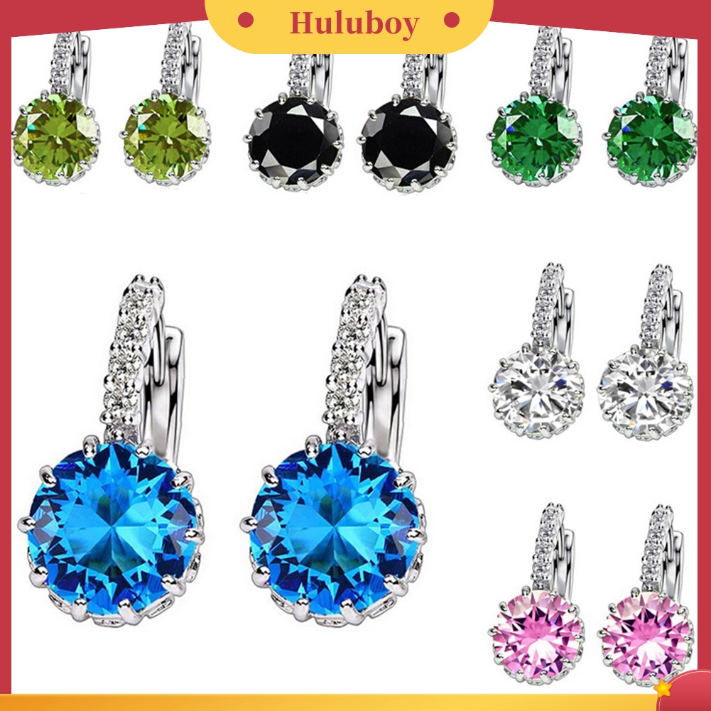 {Ready Stock} Wanita Bulat Cubic Zirconia Hias Huggie Hoop Earings Piercing Perhiasan Hadiah