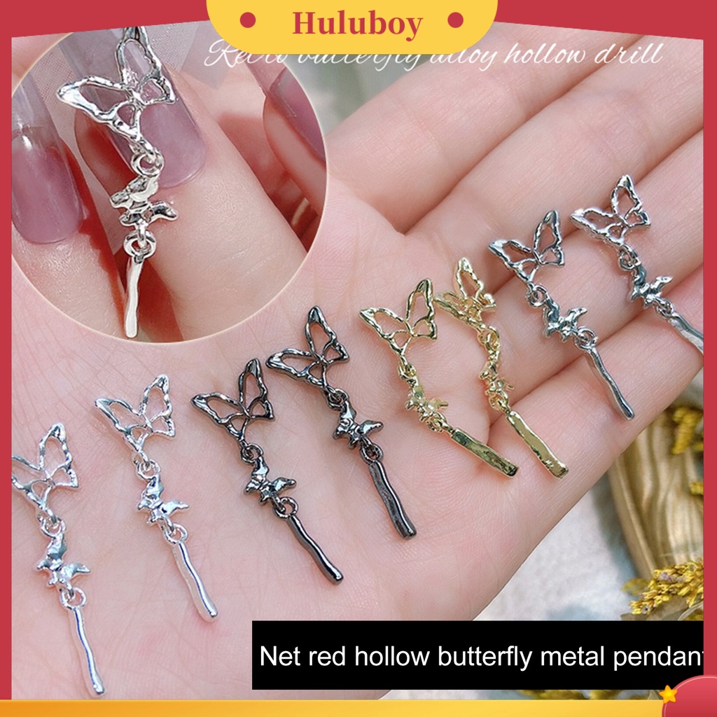 {In Stock} 10Pcs Nail Art Pendant Tiga Dimensi Ins Style Gloss DIY Tahan Karat Mid-length 3-bagian Kupu-Kupu Liontin Dekorasi Kuku Perlengkapan Kuku