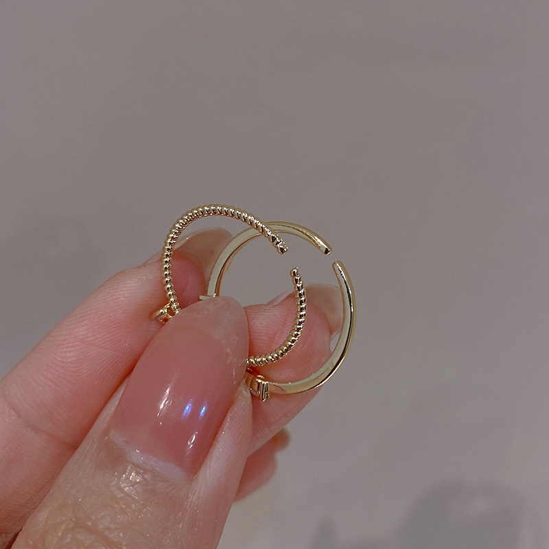 2pcs/set Zirkon Set Cincin Sederhana Untuk Wanita Hati Emas Rings Aksesoris Perhiasan