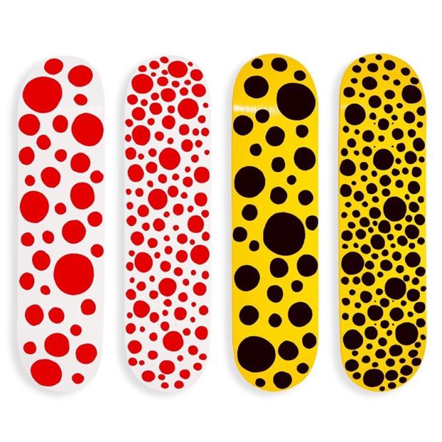 Ready Stock YAYOIKUSAMA Yayoi Kusama Dot Misteri Kuning Merah Polkadot Dekorasi Skateboard INS Style