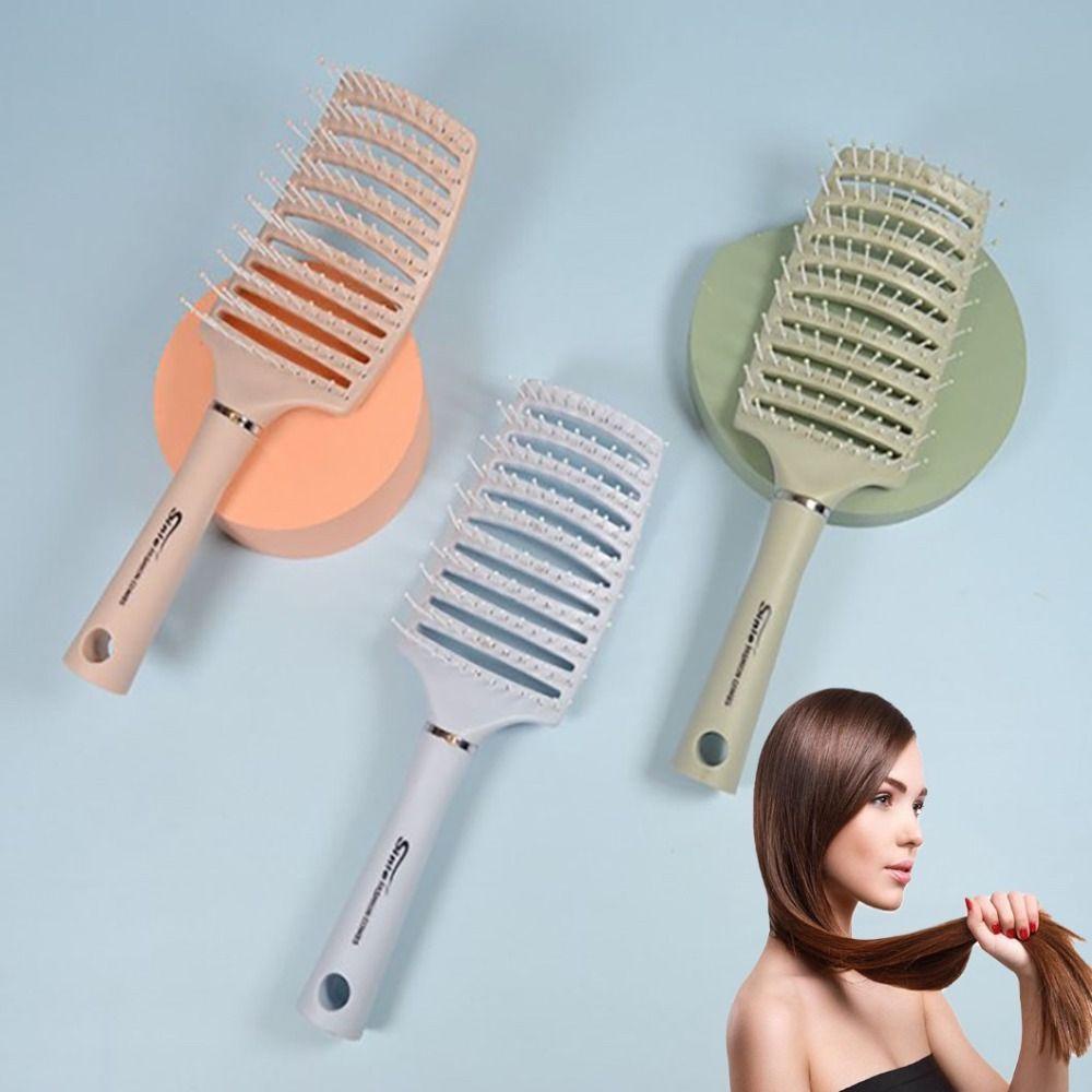 TOP 1pcs Sisir Rambut Profesional Pengeriting Gigi Lebar Dan Lurus Melengkung Hairdressing Styling Tools