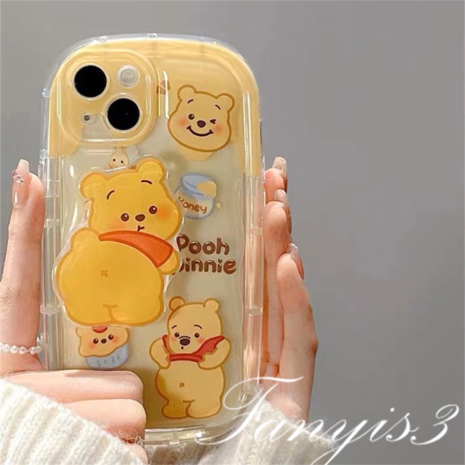 Redmi A1 Plus 10C 10A 10 9 9A 9C 9T Note 11 Pro+ 11s 11 10s 10 9s 9 Pro Poco X3Pro X3NFC Mi 11 Lite Winnie Bear Sabun Phone Case TPU Bening Soft Cover Dengan Bracket