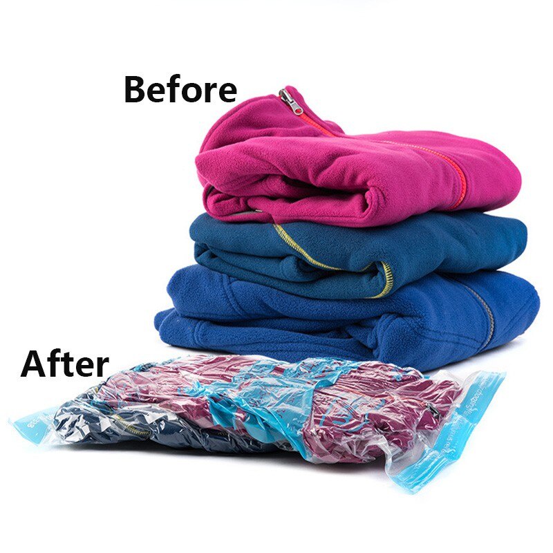 4pcs Compression Bag Hand Rolling Vacuum Bags Tas Packing Pakaian Transparan Tas Hemat Ruang Untuk Perjalanan Rumah