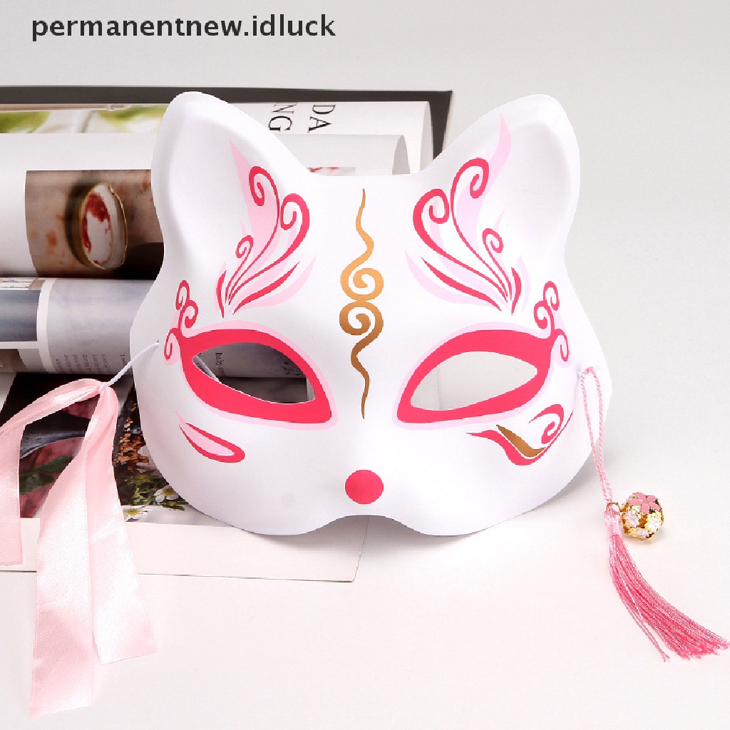 [luckypermanentnew] Masker Rubah Anime Cosplay Jepang Rave Hand-Painted Anime Demon Slayer Setengah Wajah [ID]